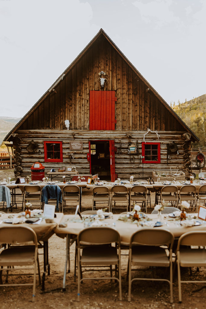 Wedding reception at Drowsy Water Ranch in Colorado