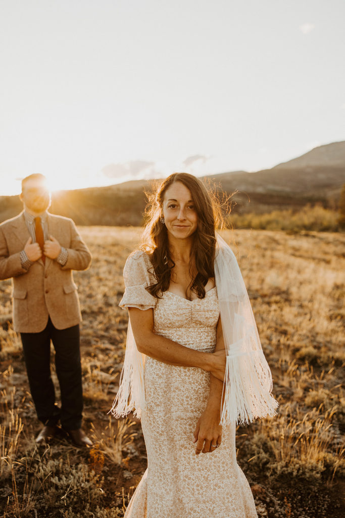 Bride and groom portraits for wedding at a ranch at Drowsy Water Ranch in Colorado